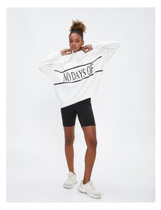 Koton Sports Sweatshirt Half Zipper Slogan Printed Oversize
