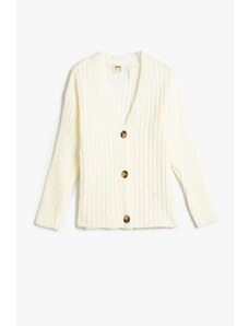 Koton Girls' Ecru Cardigan