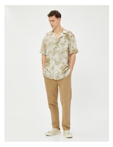 Koton Summer Shirt with Abstract Print Detail Turn-down Collar Viscose Fabric