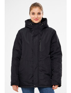River Club Women's Black Water And Windproof Hooded Winter Thick Winter Coat & Coat & Parka