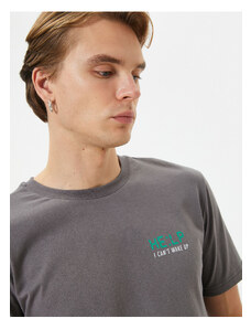 Koton Motto Printed T-Shirt Slim Fit Crew Neck Short Sleeve