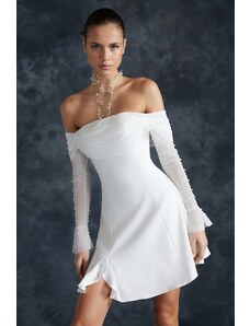 Trendyol Bridal White Waist Opening/Skater Lined Wedding/Wedding Elegant Evening Dress