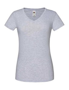 Iconic Vneck Fruit of the Loom Women's Grey T-shirt