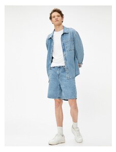 Koton Oversized Denim Shorts 5-Pocket Cotton with Button
