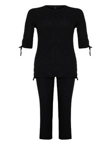 Trendyol Curve Black Knitted Plus Size Two Piece Set