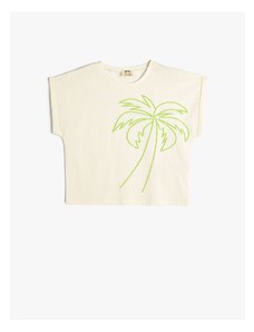 Koton T-Shirt Palm Print Short Sleeve Crew Neck Cotton