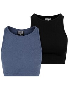 UC Ladies Dámský Cropped Rib Top - 2 Pack modrý+černý