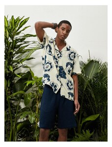 Koton Floral Printed Shirt Short Sleeve Turndown Collar Cotton