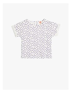 Koton Polka Dot T-Shirt Short Sleeve Crew Neck Cotton