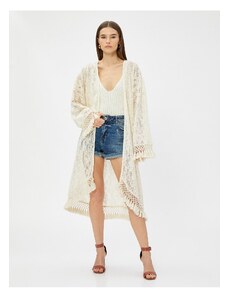 Koton Lace Cardigan with Tassels Relax Fit