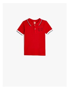 Koton Polo T-Shirt Short Sleeve Buttoned Crab Embroidered Detail