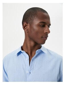 Koton Classic Shirt with Sleeve Detailed Button Long Sleeve