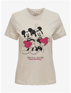 Béžové dámské tričko ONLY Mickey - Dámské