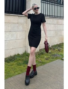 Madmext Black Short Sleeve Basic Mini Dress