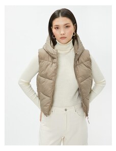 Koton Krátká péřová vesta Kapsa s kapucí na zip