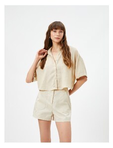 Koton Crop Short Sleeve Shirt with Buttons in a relaxed fit