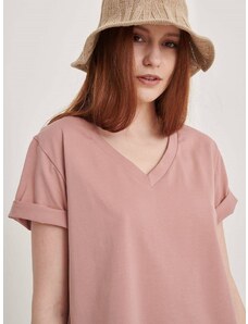 Pink v-neck t-shirt Blue Shadow