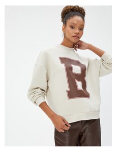 Koton Crew Neck Sweatshirt with Letters Printed Long Sleeves Ribbed