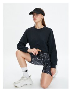 Koton Crop Sports Sweatshirt Asymmetric Cut Modal Fabric Soft Touch Textured