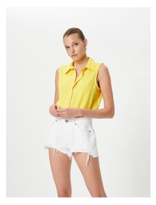 Koton Sleeveless Shirt with Buttons, Comfortable Cut, Textured