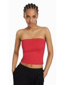 Laluvia Red Strapless Crop Blouse