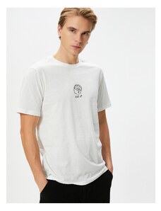 Koton Motto Printed T-Shirt Crew Neck Slim Fit Short Sleeved