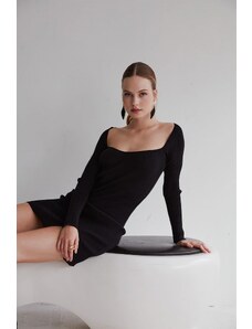 VATKALI Heart Neck Ribbed Knitwear Dress