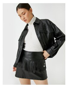Koton Faux Leather Mini Skirt with Tassel Detail