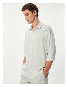 Koton Italian Collar Shirt Long Sleeve Cotton Regular Fit