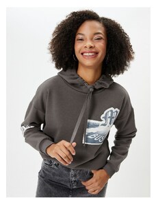 Koton Hooded Sweatshirt with Back and Front Applique Detail