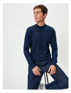 Koton Knitwear Sweater Half Turtleneck Slim Fit Stripe Patterned