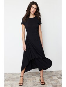 Trendyol Black Skater/Waist Open Crew Neck Elastic Knitted Midi Dress