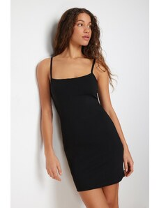 Trendyol Black Straps Stretchy Bodycone/Sliding Knitted Mini Dress