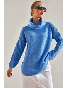 Bianco Lucci Women's Turtleneck Ottoman Knit Oversize Knitwear Sweater