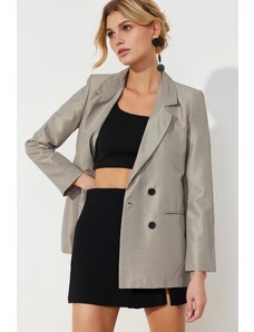 Trendyol Beige Regular Lined Buttoned Woven Blazer Jacket