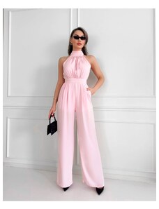 Laluvia Powder Barbell Neck Long Jumpsuit