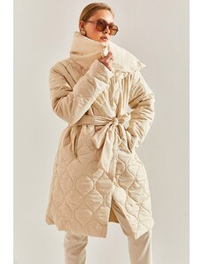 Bianco Lucci Women's Metal Button Quilted Oversize Puffer Coat
