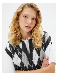 Koton Polo Neck Knitwear Sweater with Diamond Pattern Soft Texture
