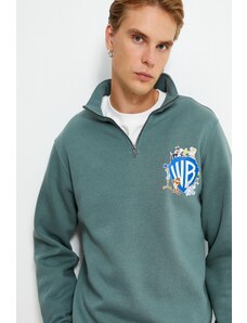 Koton Warner Bros Half Zipper Sweatshirt Licensed Printed Raised