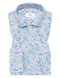 Lněná košile Eterna Slim Fit - šedá s květy 4180_40FS82