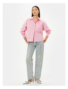 Koton Classic Poplin Shirt Long Sleeve Buttoned Pocket Detailed Regular Fit