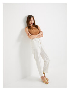 Koton Carrot Trousers with Lace Waist High Waist Pocket Detail