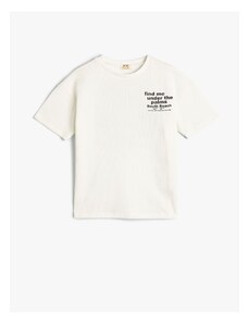 Koton T-Shirt Slogan Printed Short Sleeve Crew Neck Cotton