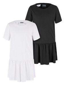 Urban Classics Kids Dívčí šaty Valance Tee Dress - 2 Pack bílé+černé