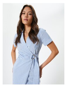 Koton Midi Poplin Shirt Dress Double Breasted Belted Short Sleeve