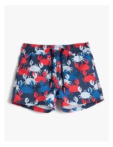 Koton Sea Shorts Tie Waist Crab Printed Mesh Lined