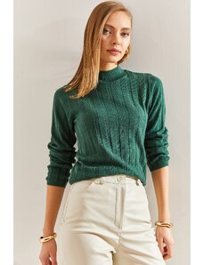 Bianco Lucci Women's Turtleneck Corduroy Knitwear Sweater