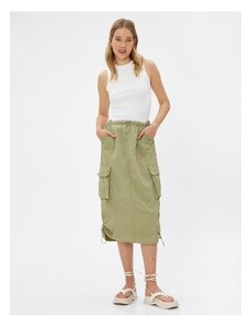 Koton Parachute Skirt Midi with Big Pocket Stopper Detail
