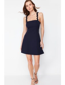 Trendyol Navy Blue A-line Square Collar Strap Detailed Mini Woven Dress