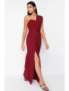 Trendyol Burgundy Straight Regular Woven Evening Dress & Graduation Dress